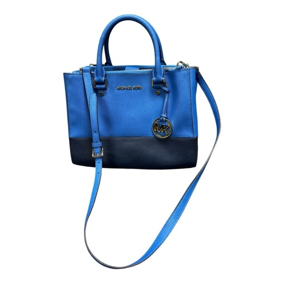 Michael Kors - EC -Blue Satchel with Gold Hardware and Removable Crossbody Strap - Picture 1 of 8